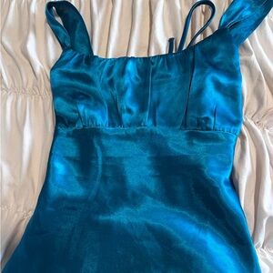 Self Esteem Teal Satin Babydoll Top